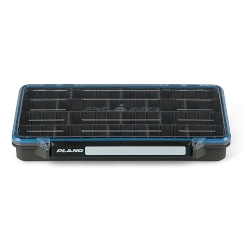 Plano StowAway 3700 Waterproof Stow Tackle Box, IPX7 Waterproof, with Rustricor, Single Latch Design, Transparent DuraView Lid, Stackable Storage for Fishing Bait, Lures and Gear
