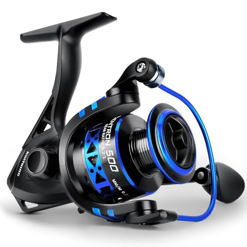 KastKing Centron Spinning Fishing Reels, 500 Size, Black | Max Drag: 11.0 lb, 9+1 BB, 6.9 oz, CNC Aluminum Spool, 5.2:1 Gear Ratio, Freshwater & Saltwater, Fishing Gifts for Men