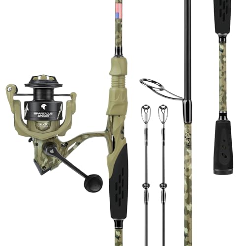 KastKing Spartacus Defender Twin-Tip Fishing Rod and Reel Combo, Spinning & Baitcaster Combo, KastFlex IM7 Graphite 2-Piece Blanks with Backup Tip Section, PTS System, EVA Handles