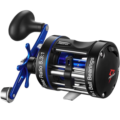 Piscifun Chaos XS Baitcasting Fishing Reel, Reinforced Metal Body Round Baitcaster Reel, Smooth Powerful Saltwater Inshore Surf Trolling Reel, Conventional Reel for Catfish, Musky, Bass, Pike