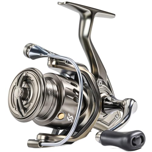 Sougayilang Spinning Reel - 5.2:1 Gear Ratio, 12+1 Bearings Freshwater Saltwater Fishing Reel, Ultra-Smooth CNC Aluminum Spool, Lightweight & Powerful for Bass Trout Salmon (Model: 1000)